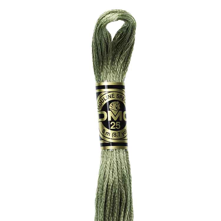 DMC Stranded Cotton Thread Colour #3052 Green Gray Medium