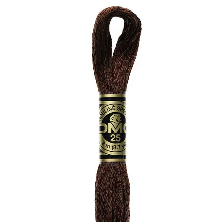 DMC Stranded Cotton Thread Colour #938 Coffee Brown Ultra Dark